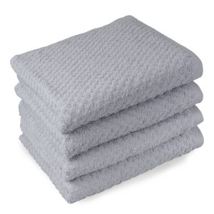 Handdoek Popcorn Collectie – 4 stuks – 70×140 – lichtgrijs