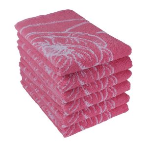 Keukendoek bloem – 6 stuks – 50×50 – roze