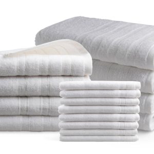 Handdoeken 16 delig set – Doublelife Recycled Cotton Collectie – bright white