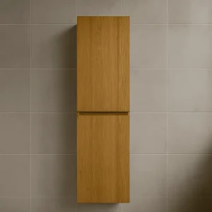 Badkamerkast zwevend met 2 softclose deuren massief eiken 2cm | Tilburg