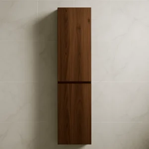 Badkamerkast zwevend met 2 softclose deuren massief noten 2cm | Tilburg