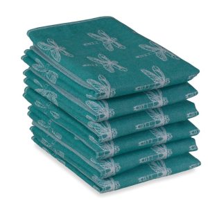 Theedoek smaragdlibel – 6 stuks – 50×70 – groenblauw