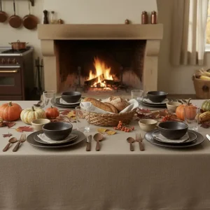 Tafelkleed: Linnenkatoen – Taupe