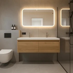 Eiken wastafelmeubel 2 lades | Groningen