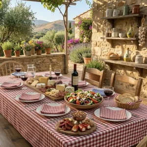 Frans tafelkleed: Geruit gecoat – Rood