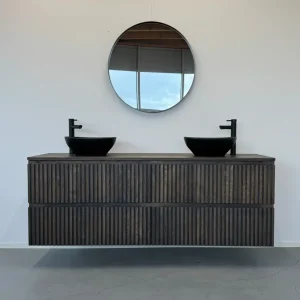 Badmeubel van massief eiken met 4 ribbelfront lades | Soest