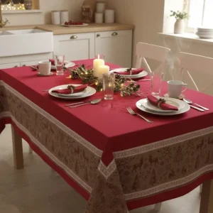 Frans kerst tafelkleed: Jacquard Chamonix – Rouge