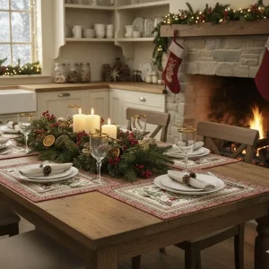 Kerstplacemat: Vallées des Etoiles – Donkerrood Groen