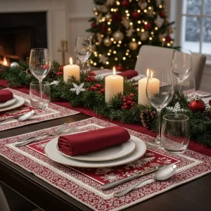 Kerstplacemat: Vallées des Etoiles – Donkerrood