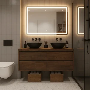 Massief eiken badkamermeubel met boomkant blad | Amsterdam