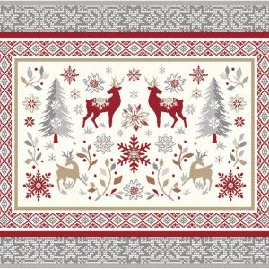 Kerstplacemat: Vallées des Etoiles – Donkerrood Roomwit