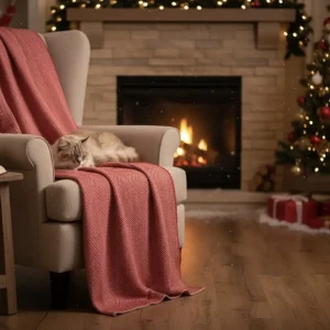 Plaid: Fishbone Blanket Stitch – Red