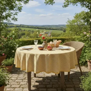 Rond tafelkleed: Geruit kleine ruit – Geel