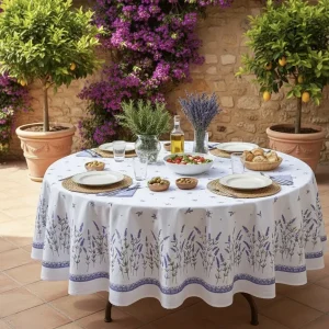 Rond tafelkleed: Lavandines – Wit