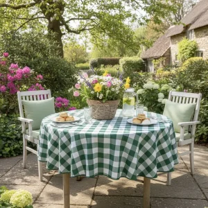 Rond tafelkleed: Geruit grote ruit – Groen