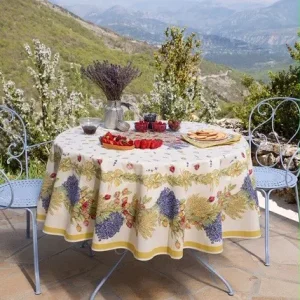 Rond tafelkleed: Roses et Lavandes – Roomwit