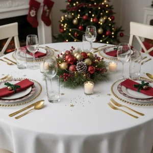 Rond tafelkleed: Linnenkatoen – Roomwit