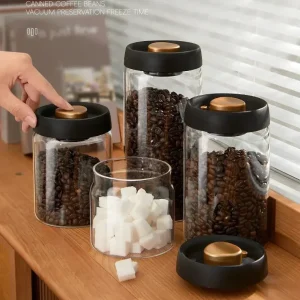 Zwarte Deksel Koffie Bonen Pot