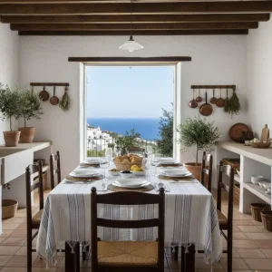 Tafelkleed: Met franje – Grieksblauw