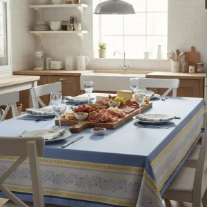 Frans tafelkleed: Jacquard Olives – Blauw