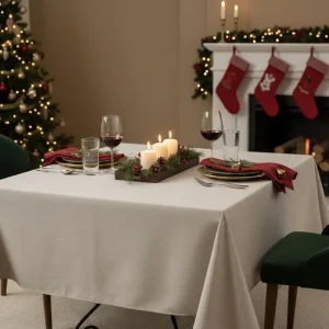 Vierkant tafelkleed: linnenkatoen –  Naturel (zand)