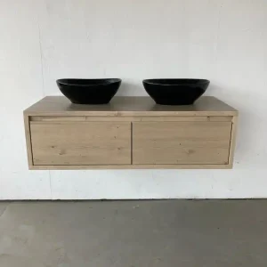 Zwevend wastafelmeubel met 2 lades cementwash | Groningen