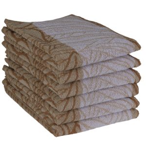 Keukendoek leaves – 6 stuks – 50×50 – lichtbeige