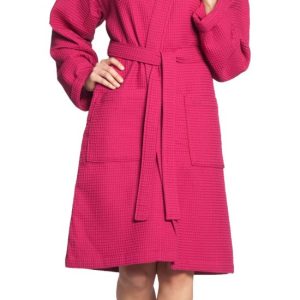 Korte wafelkimono in fuchsiarose van Vossen