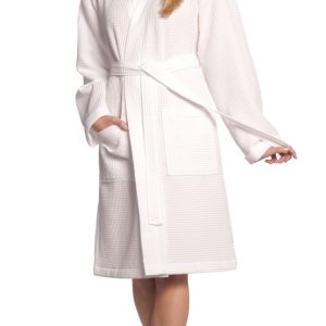 Korte witte wafelkimono van Vossen