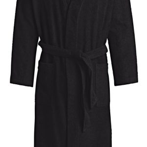 Zwarte badstof badjas in kimonomodel van Egeria