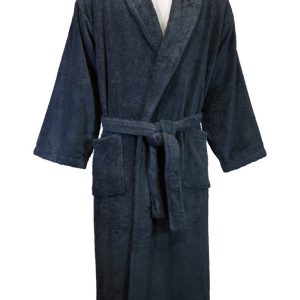 Donkergrijze extra dikke badstof badjas met sjaalkraag van Vandyck