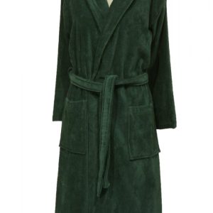 Luxe badjas met sjaalkraag in diep groenblauwe kleur van Vandyck