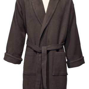 Antracietgrijze badjas van wafelbadstof Vandyck