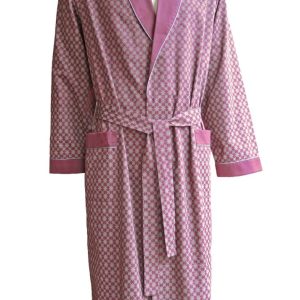 Klassieke donkerrode kamerjas met zilvergrijs motief van Ambassador