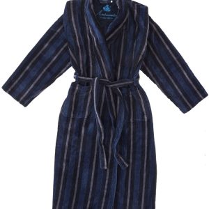 Donkerblauw met grijs gestreepte herenkamerjas van Ambassador