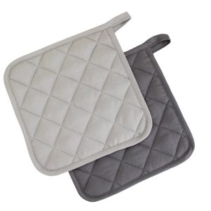 10-delig SET – Pannenlappen 20x20cm – handige ophanglus – 6x antraciet – 4x grijs