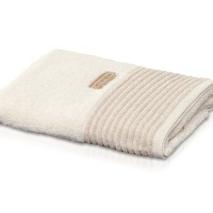 Luxe saunabadlaken natureltint met beige bies van Möve